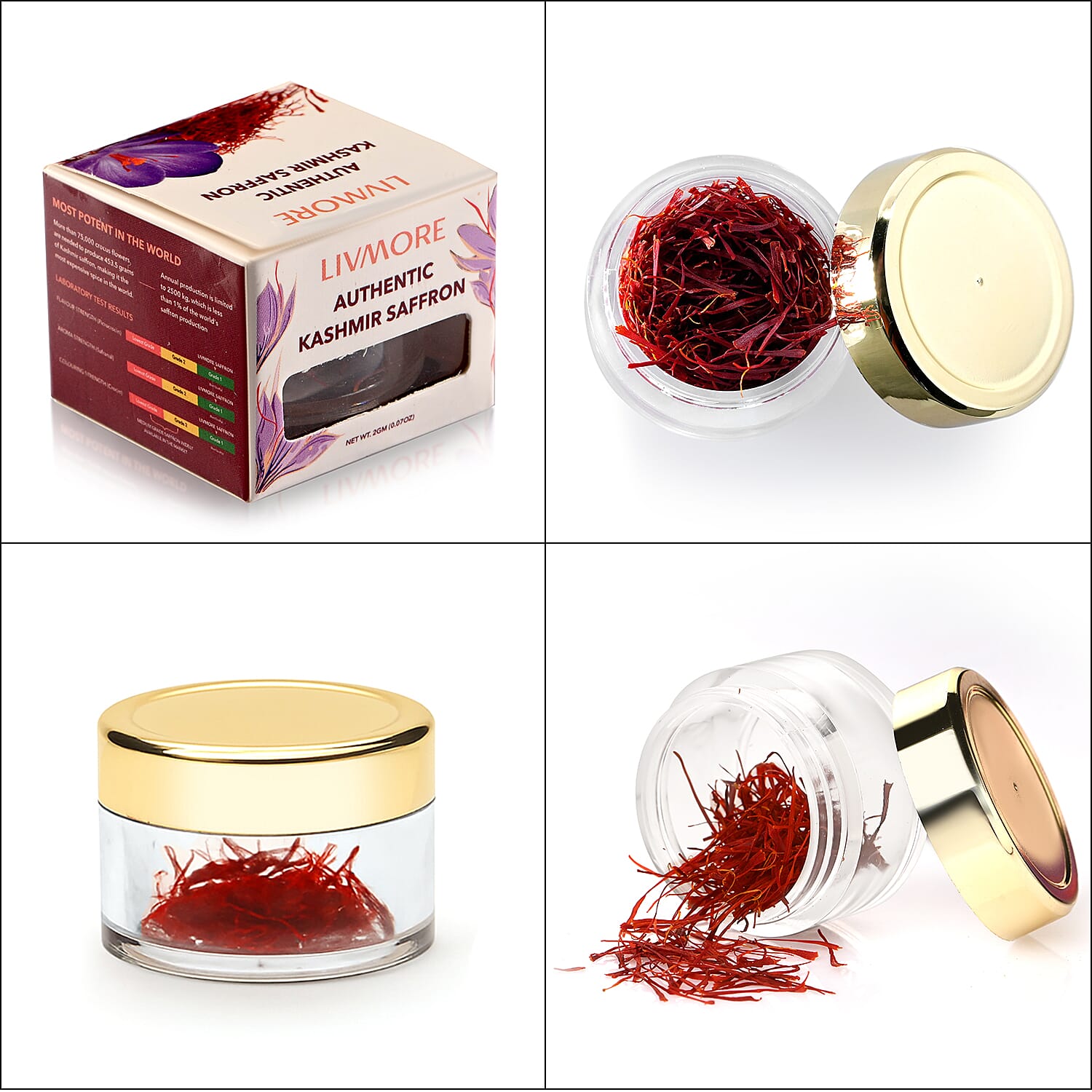 LIVMORE 100% Pure Authentic Kashmiri Saffron - 2 Grams