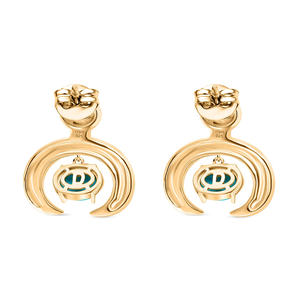 D'joy Sleeping Beauty Turquoise Dangling Earring with Push Back in Yellow Gold Plating Sterling Silver 1.65 Ct. D'joy Sleeping Beauty Turquoise Dangling Earring with Push Back in Yellow Gold Plating Sterling Silver 1.65 Ct.