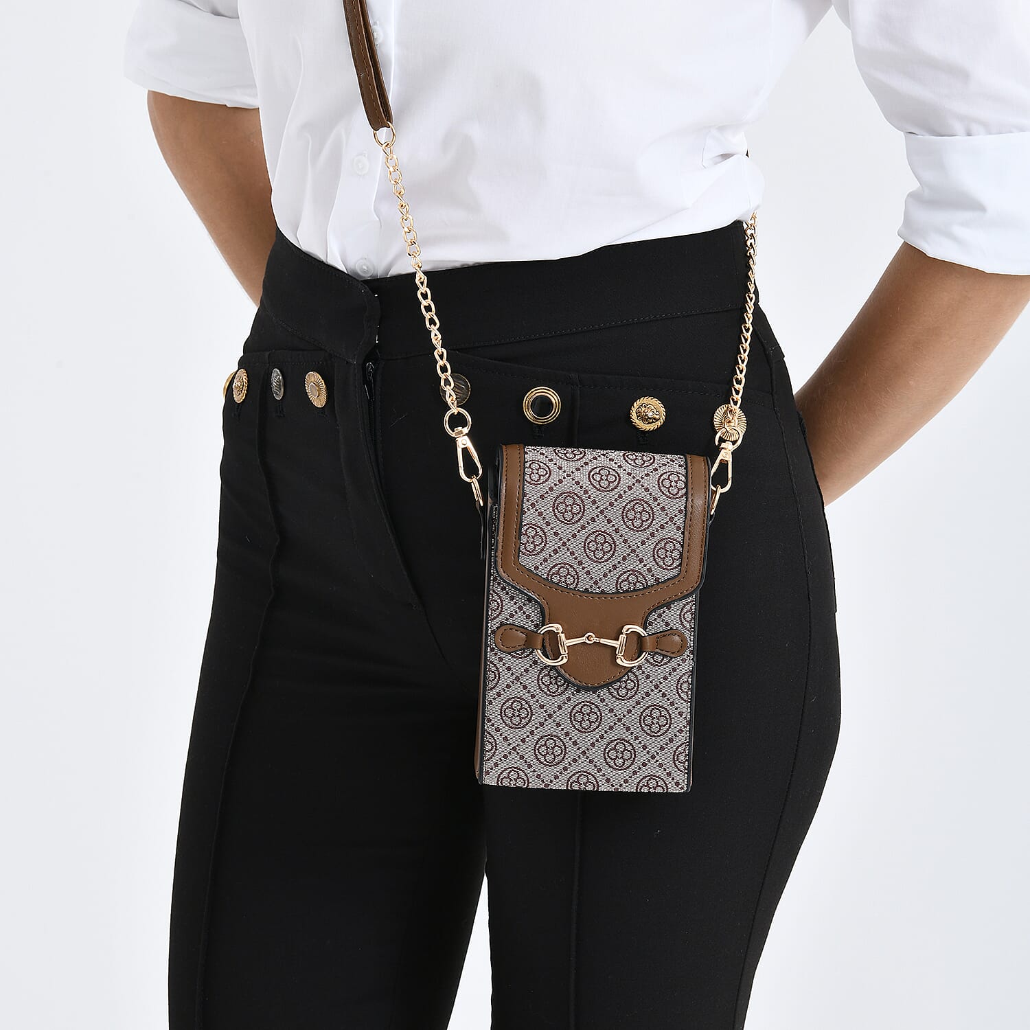 Floral Print Wallet Style Sling Bag - Brown - Dark Wine