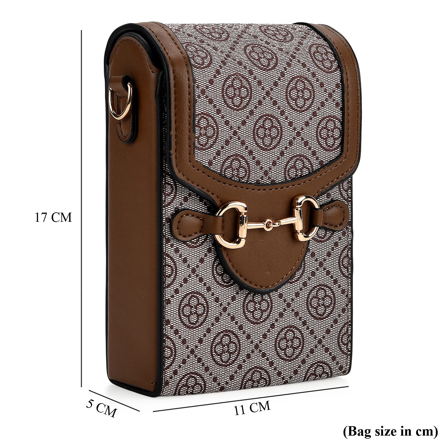 Floral Print Wallet Style Sling Bag - Brown - Dark Wine