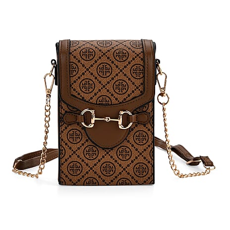 Monogram Pattern Wallet Style Sling Bag - Brown