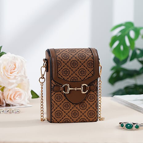 Monogram Pattern Wallet Style Sling Bag - Brown