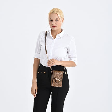 Monogram Pattern Wallet Style Sling Bag - Brown