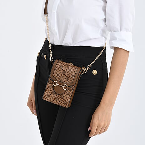 Monogram Pattern Wallet Style Sling Bag - Brown