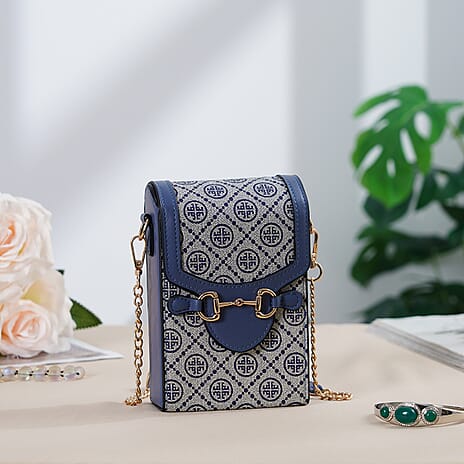 Floral Print Wallet Style Sling Bag - Navy