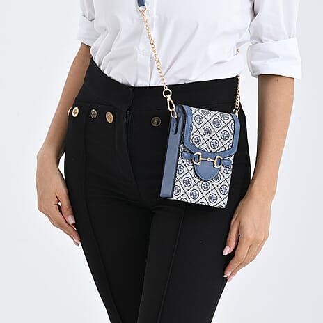 Floral Print Wallet Style Sling Bag - Navy