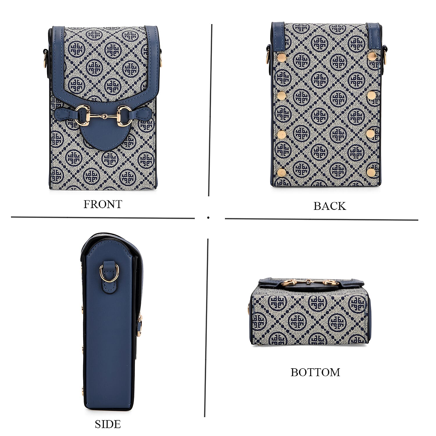 Floral Print Wallet Style Sling Bag - Navy