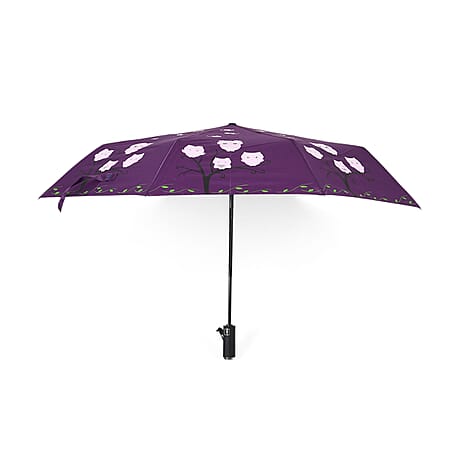 Color-Changing Owl Print Umbrella - Purple