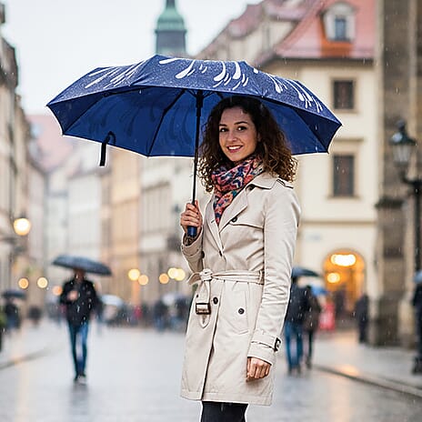 Color-Changing Fireworks Print Umbrella - Navy