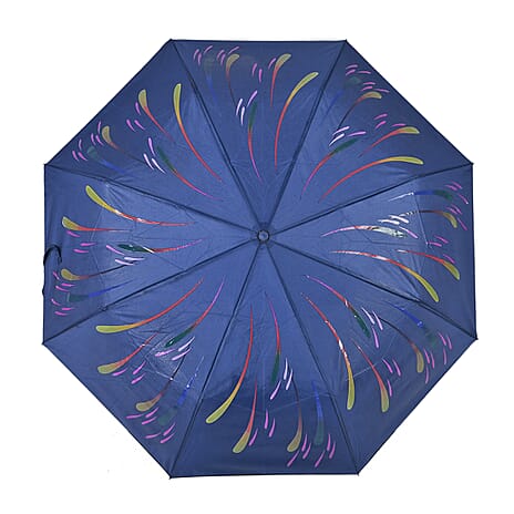 Color-Changing Fireworks Print Umbrella - Navy