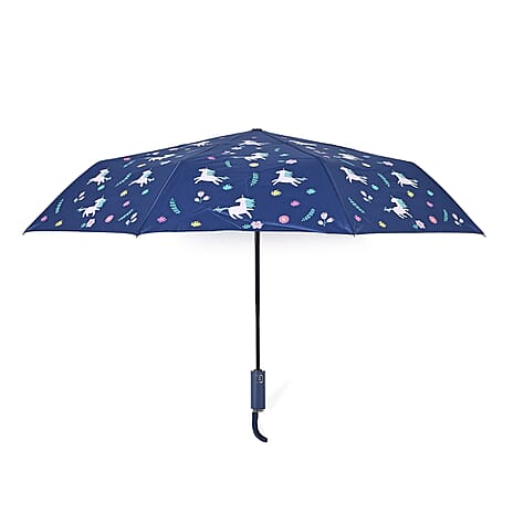 Color-Changing Unicorn Print Umbrella - Navy