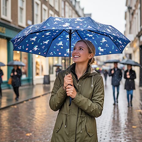 Color-Changing Unicorn Print Umbrella - Navy