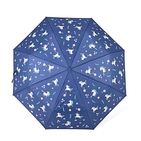 Color-Changing Unicorn Print Umbrella - Navy