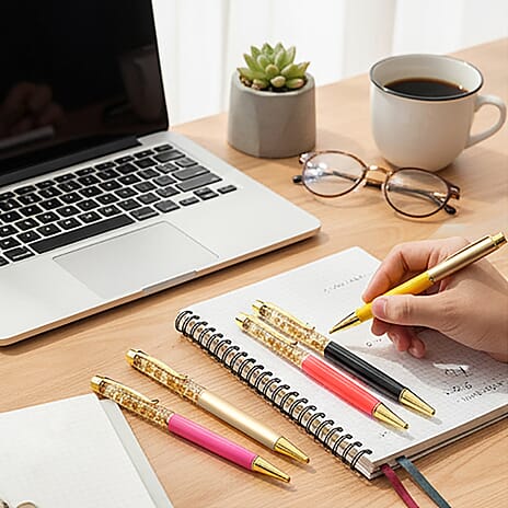 Perfect Christmas Gift- LIVMORE Luxury Collection Set Of 5 24K Gold (99.9% Purity) Ballpoint Pens With Black Ink