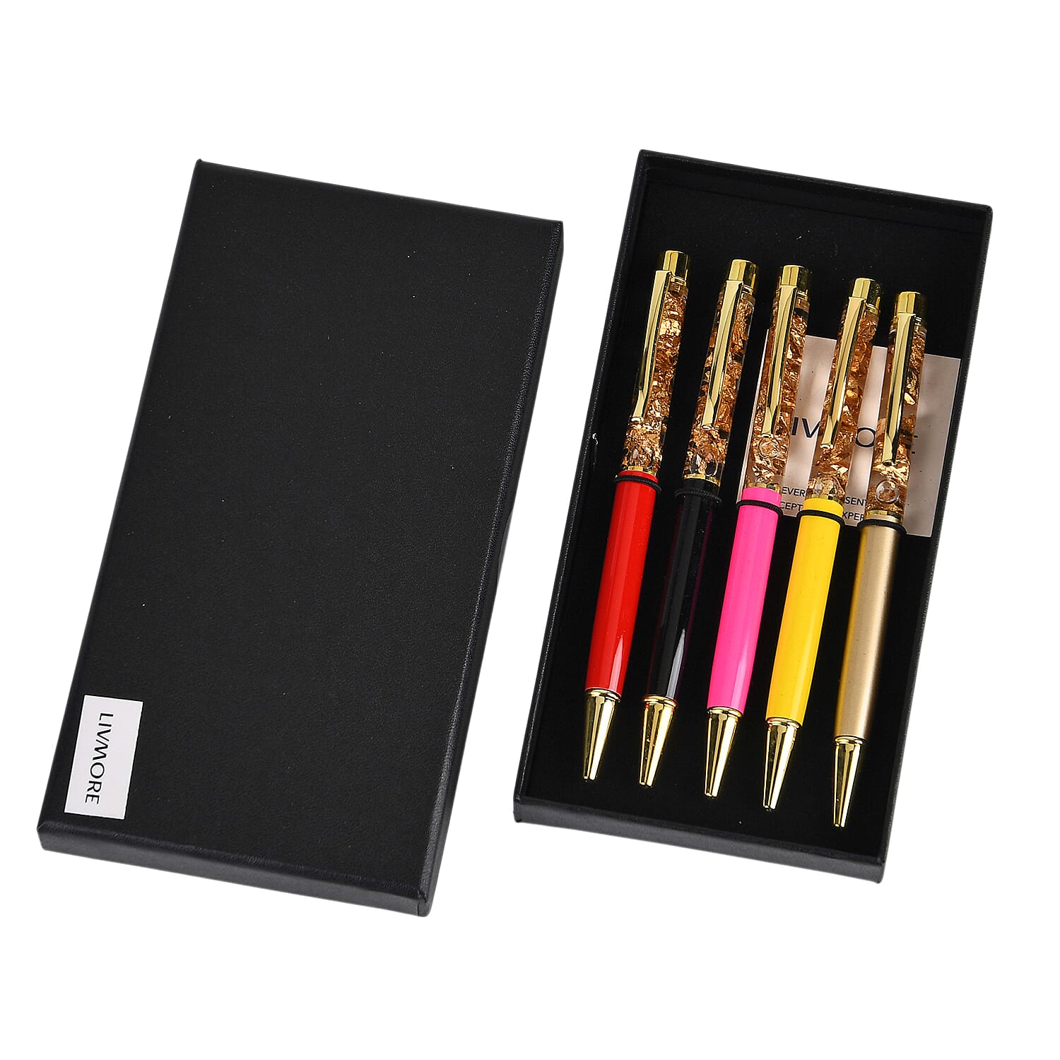 Perfect Christmas Gift- LIVMORE Luxury Collection Set Of 5 24K Gold (99.9% Purity) Ballpoint Pens With Black Ink