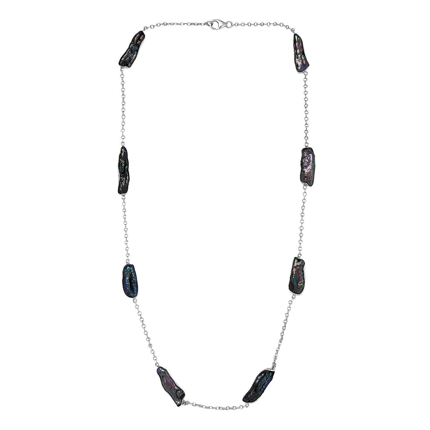 Royal Bali Collection - Biwa Pearl Necklace (Size 22) Sterling Silver 48.68 Ct, Silver Wt. 13.20 Gms.