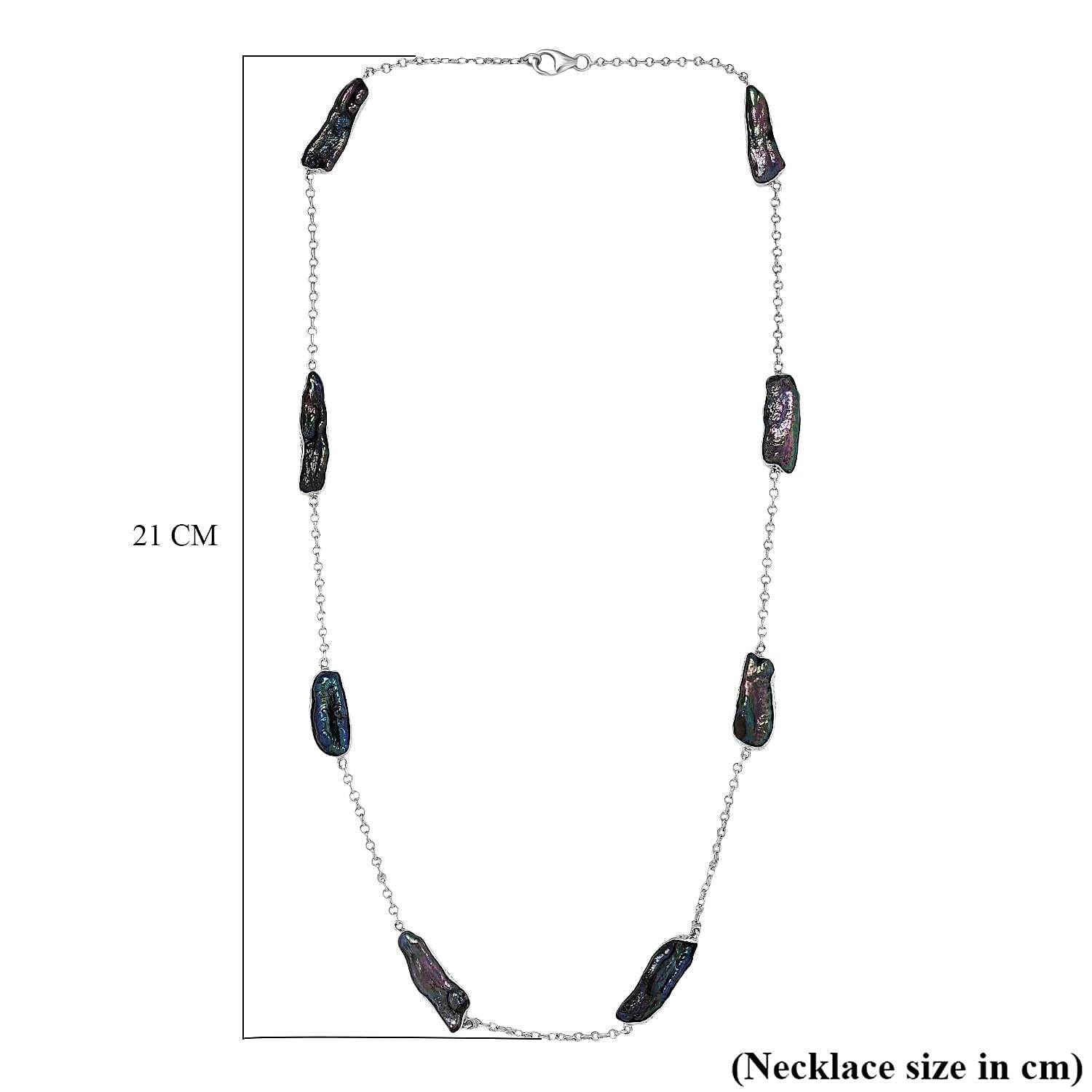 Royal Bali Collection - Biwa Pearl Necklace (Size 22) Sterling Silver 48.68 Ct, Silver Wt. 13.20 Gms.