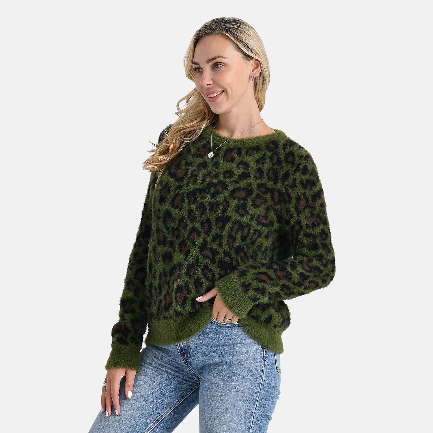 La Marey Leopard Print Jumper (Size XL, 20 to 22) - Green