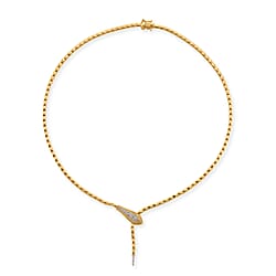 LUXURIANT Lab Grown Diamond Serpentine Necklace (Size - 20) in Rhodium Overlay Sterling Silver (SI-GH)