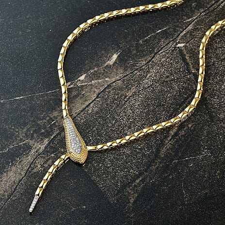 Luxuriant Lab Grown Diamond (SI-GH) Necklace (Size 20) in 18K Vermeil Yellow Gold Plated Sterling Silver, Silver Wt. 23.34 Gms.