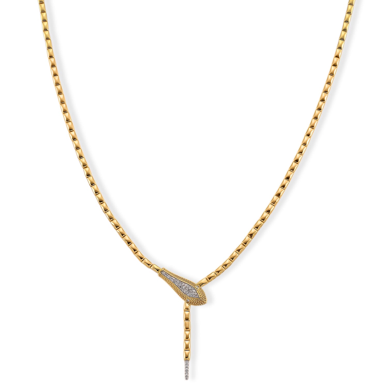 Luxuriant Lab Grown Diamond (SI-GH) Necklace (Size 20) in 18K Vermeil Yellow Gold Plated Sterling Silver, Silver Wt. 23.34 Gms.