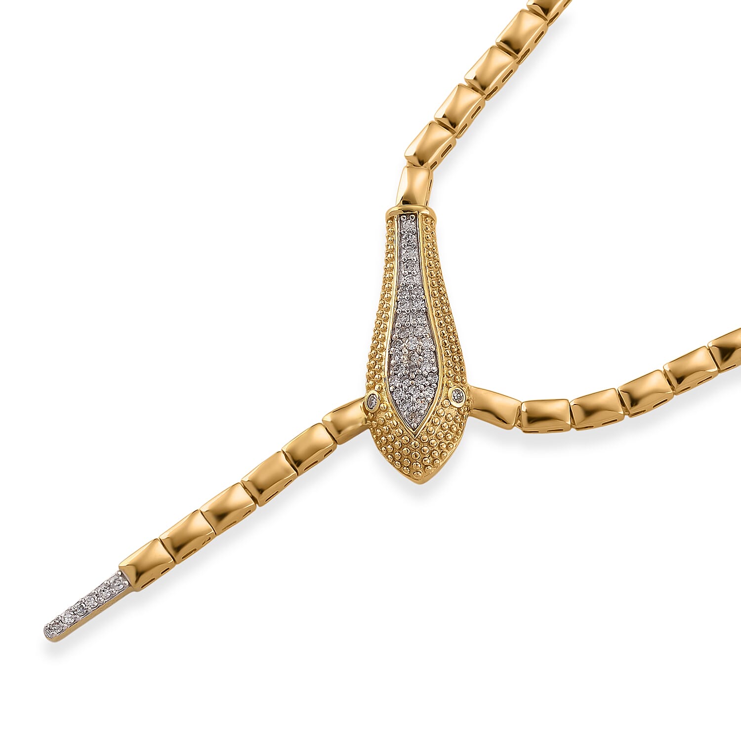 Luxuriant Lab Grown Diamond (SI-GH) Necklace (Size 20) in 18K Vermeil Yellow Gold Plated Sterling Silver, Silver Wt. 23.34 Gms.
