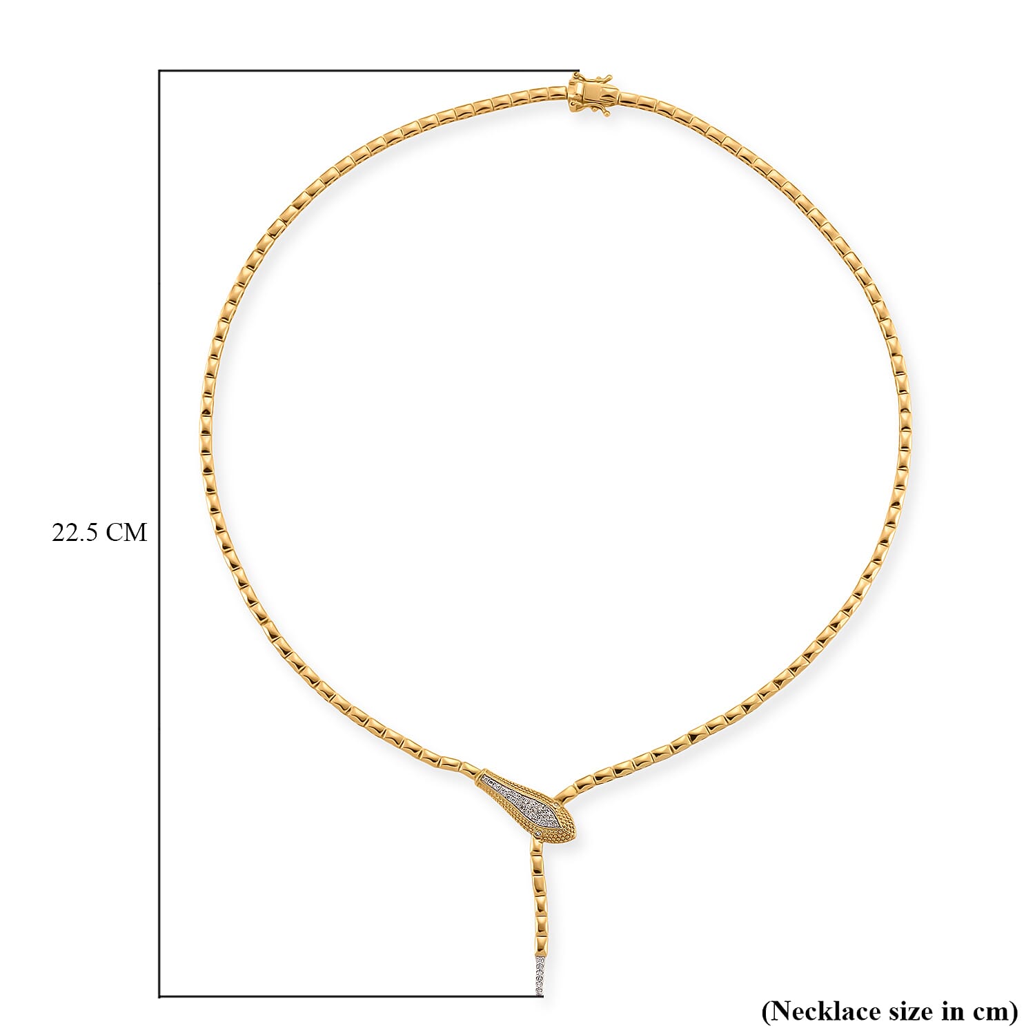 Luxuriant Lab Grown Diamond (SI-GH) Necklace (Size 20) in 18K Vermeil Yellow Gold Plated Sterling Silver, Silver Wt. 23.34 Gms.