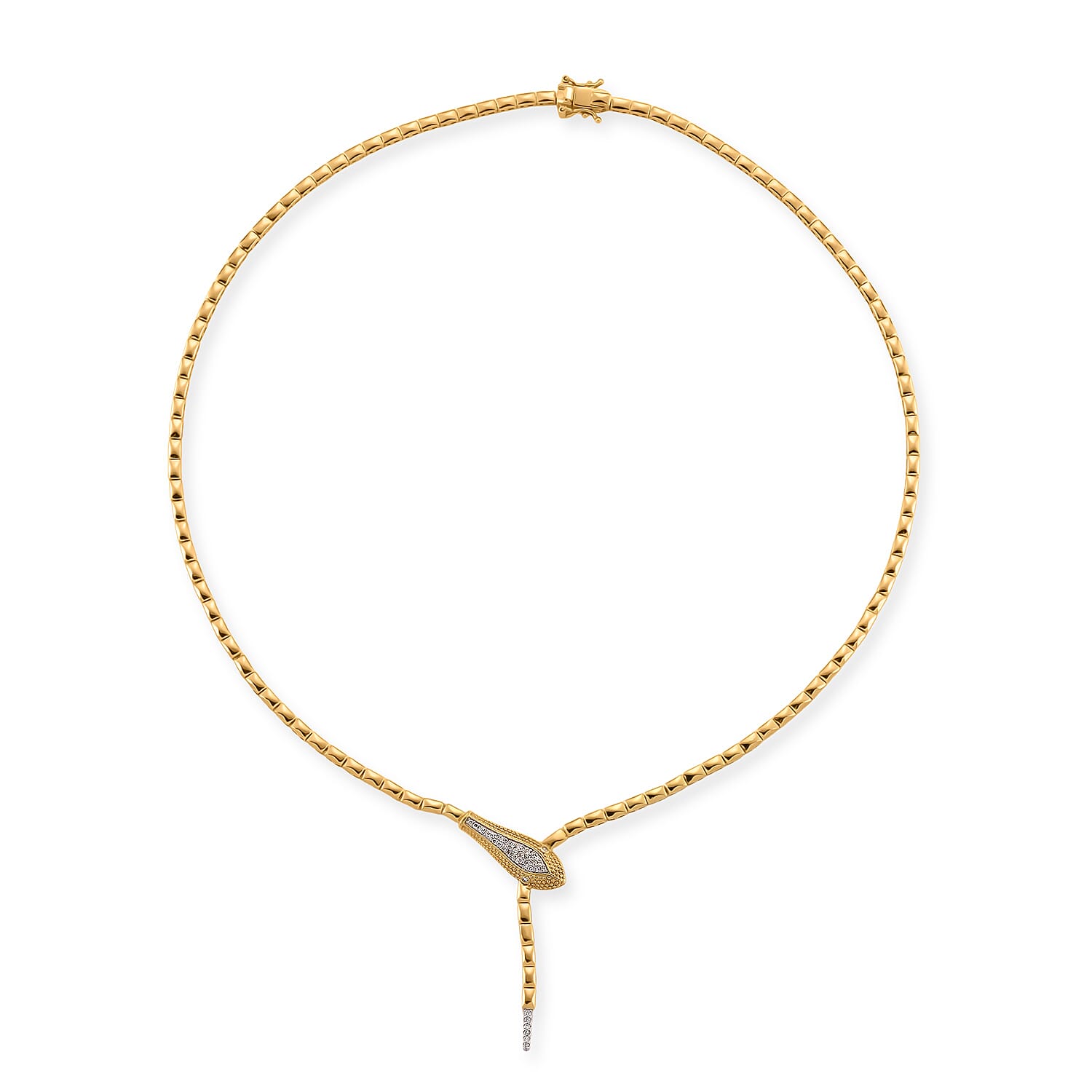 Luxuriant Lab Grown Diamond (SI-GH) Necklace (Size 20) in 18K Vermeil Yellow Gold Plated Sterling Silver, Silver Wt. 23.34 Gms.