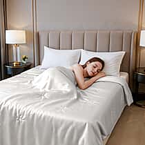 100% Mulberry Silk Quilt with Butterfly Quilting (Double) - Off White