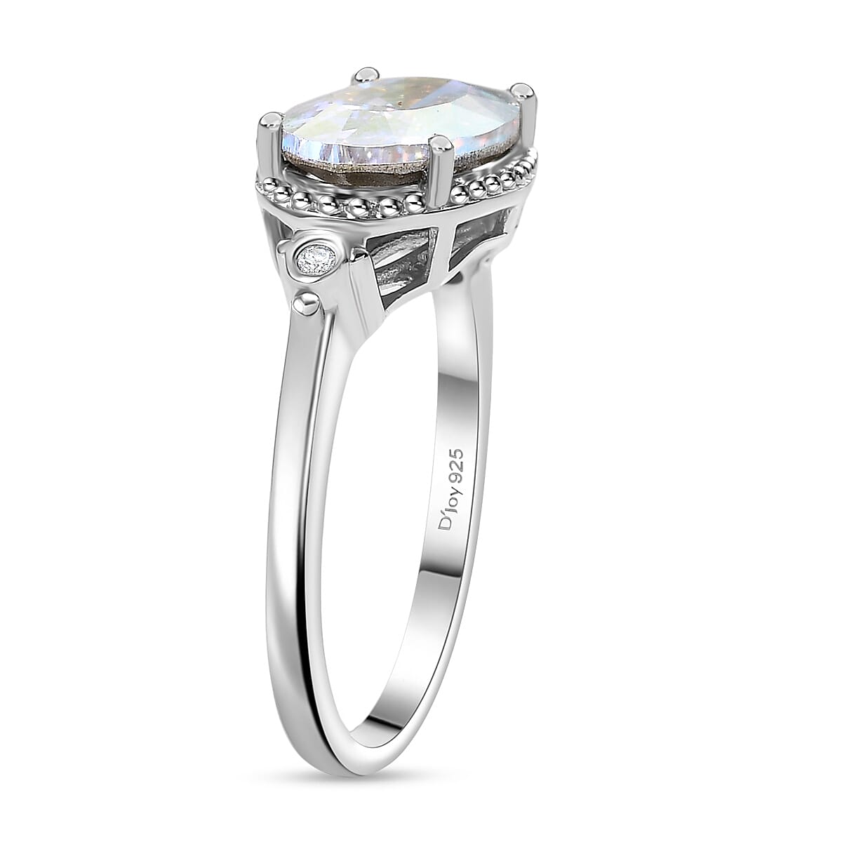 D'joy AB Swarovski Crystal & White Swarovski Crystal Ring in Platinum Overlay Sterling Silver 2.66 Ct.