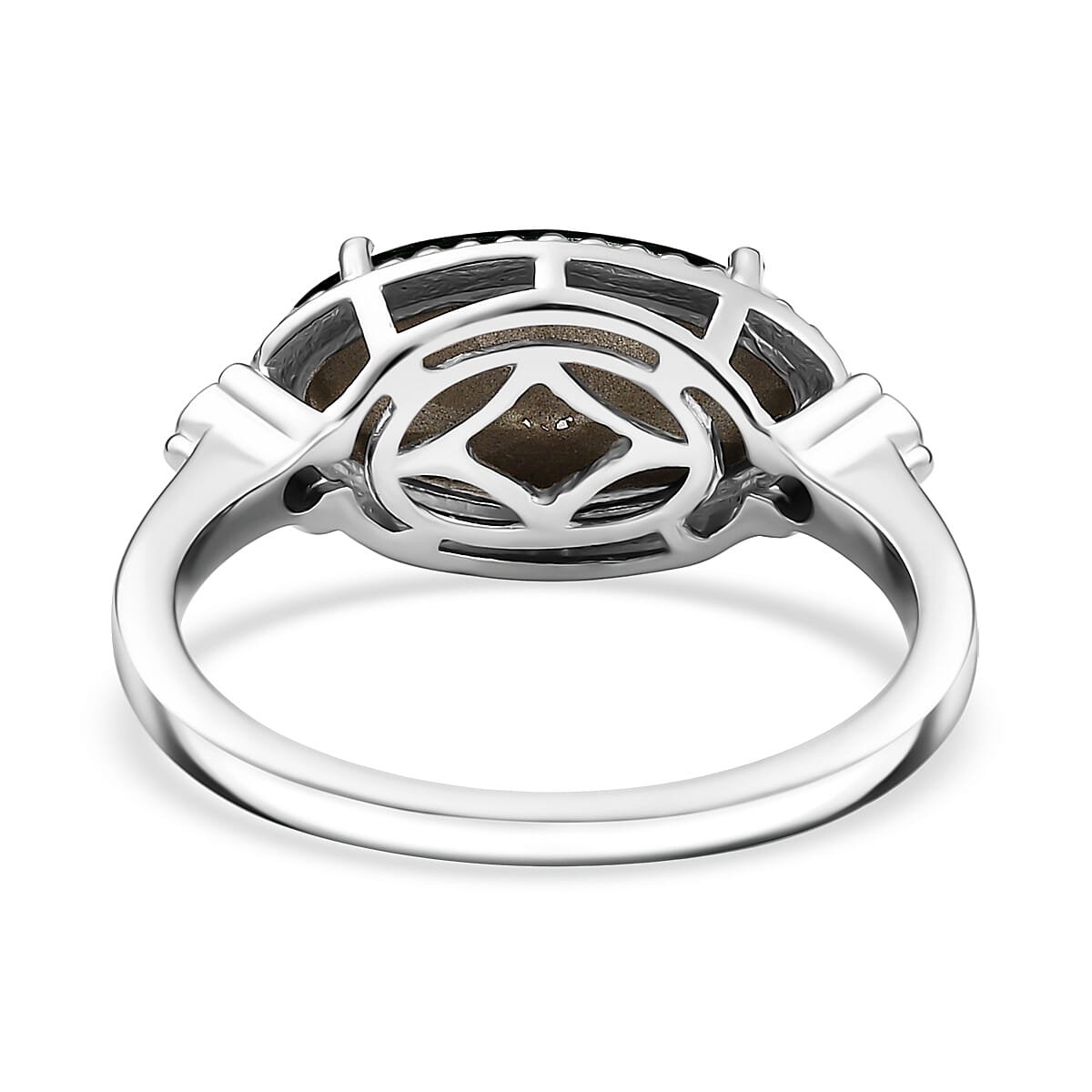 D'joy Emerald Swarovski Crystal & White Swarovski Crystal Ring in Platinum Overlay Sterling Silver 2.63 Ct.