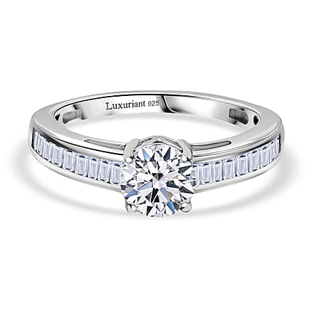 LUXURIANT 1.50 Ct. Lab Grown Diamond Ring in Rhodium Overlay Sterling Silver SGL Certified (SI-GH)