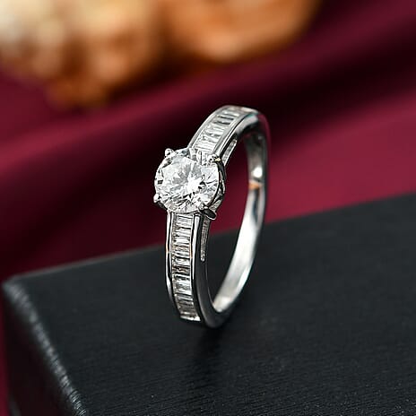 Luxuriant Lab Grown Diamond SGL Certified (SI-GH) Ring in Rhodium Overlay Sterling Silver 1.50 Ct.