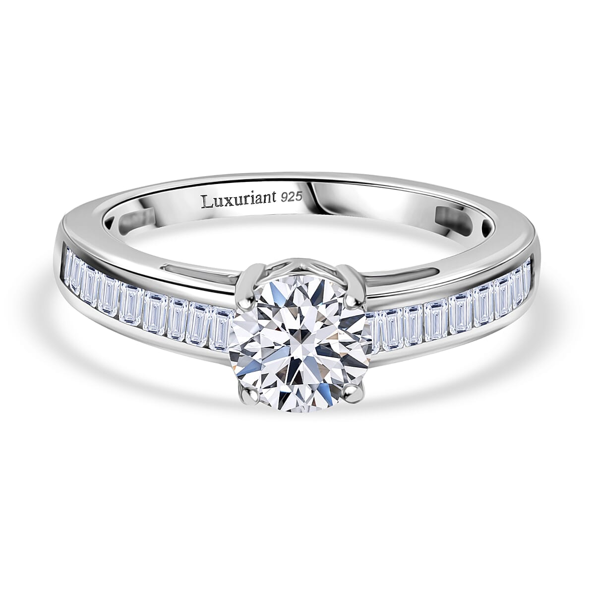 LUXURIANT 1.50 Ct. Lab Grown Diamond Ring in Rhodium Overlay Sterling Silver SGL Certified (SI-GH)