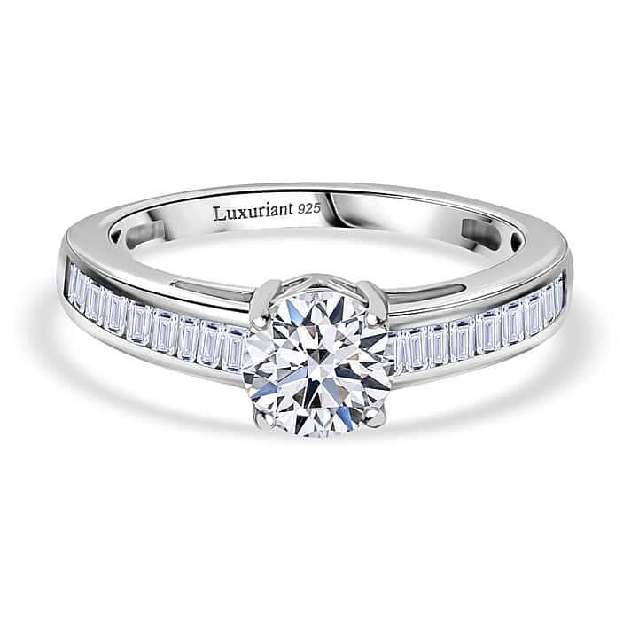 LUXURIANT 1.50 Ct. Lab Grown Diamond Ring in Rhodium Overlay Sterling Silver SGL Certified (SI-GH)