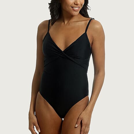 Womens Tummy Control One Piece Swimsuit - Non-Wired - Removable Padding (Size 12) - Black