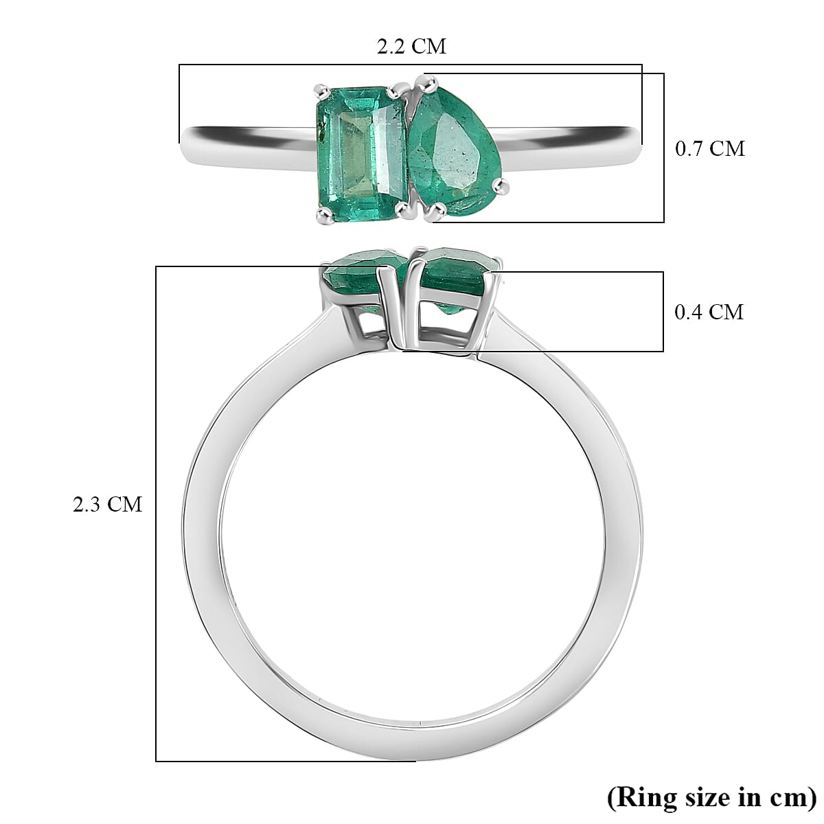 Zambian Emerald Ring in Rhodium Overlay Sterling Silver Zambian Emerald Ring in Rhodium Overlay Sterling Silver