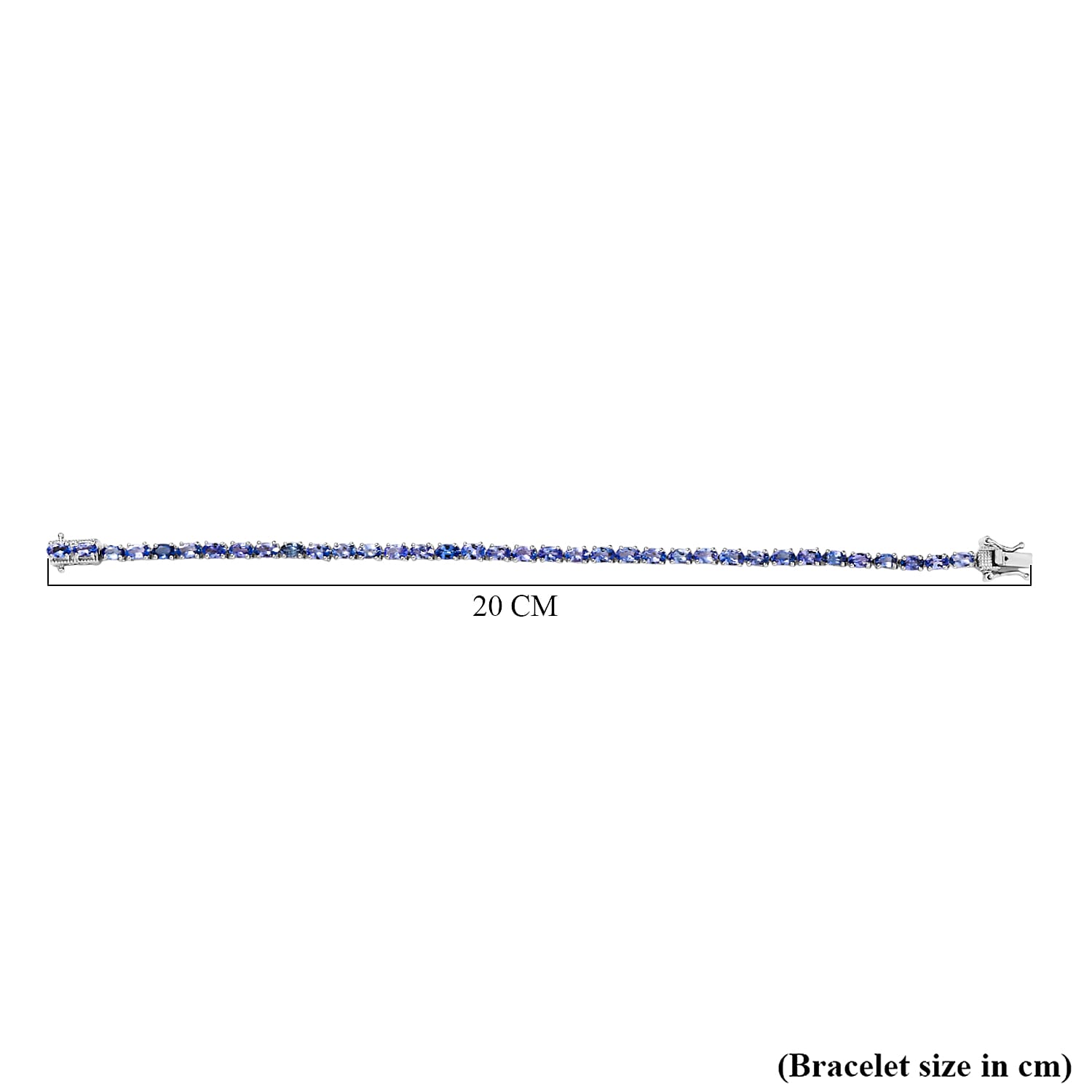 D'joy Tanzanite Bracelet (Size - 7.5) with GB Lock Box in Rhodium Overlay Sterling Silver 8.29 Ct, Silver Wt. 8.90 Gms.