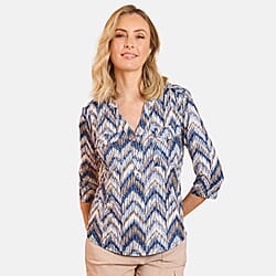 Emreco Mandarin Collar Printed Blouse