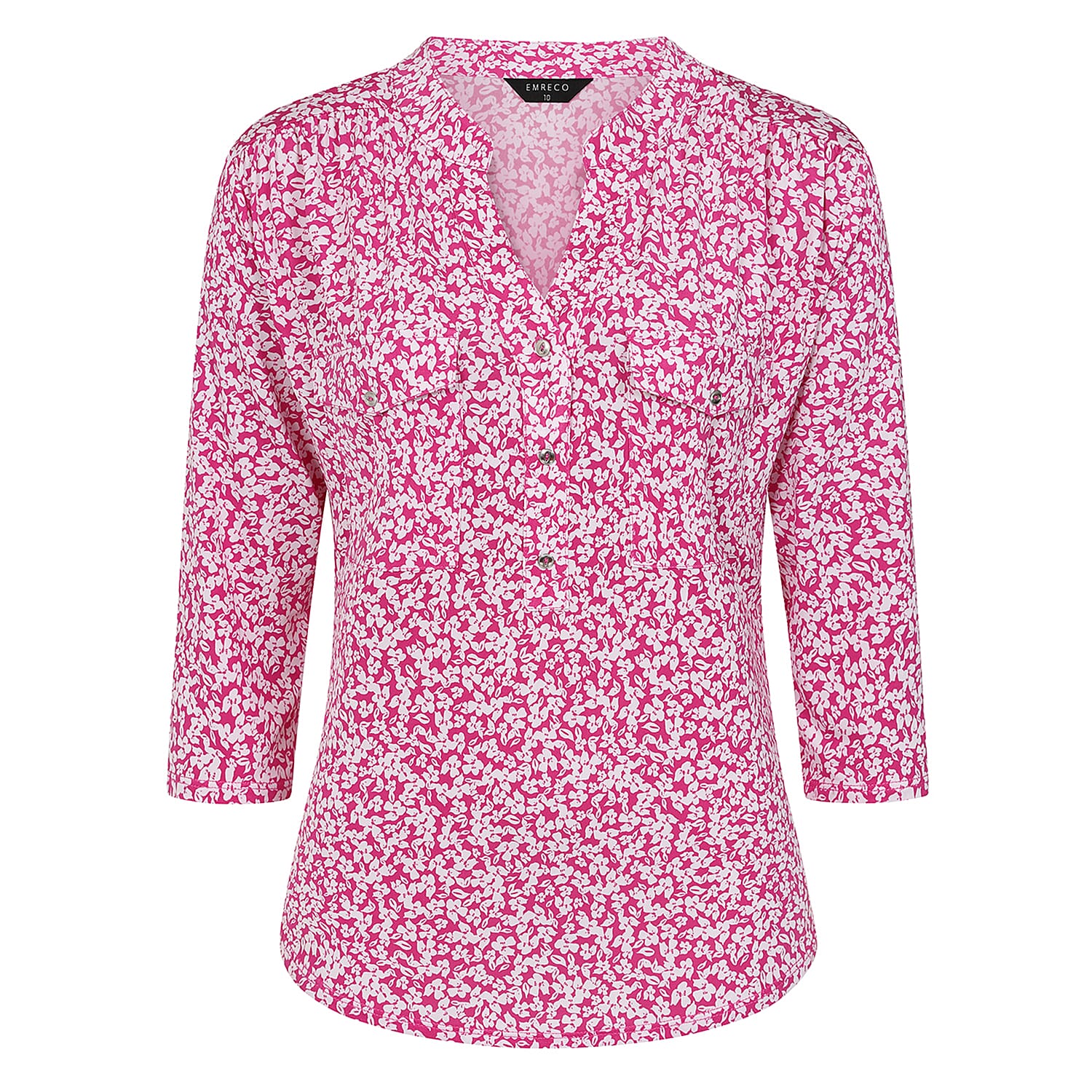 Emreco Mandarin Collar Printed Blouse