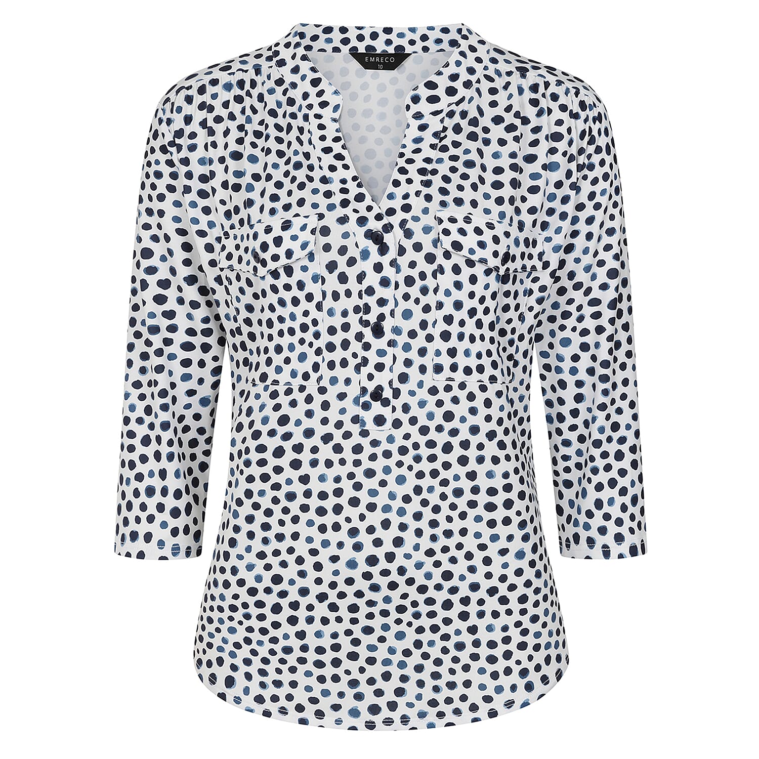 Emreco Mandarin Collar Printed Blouse