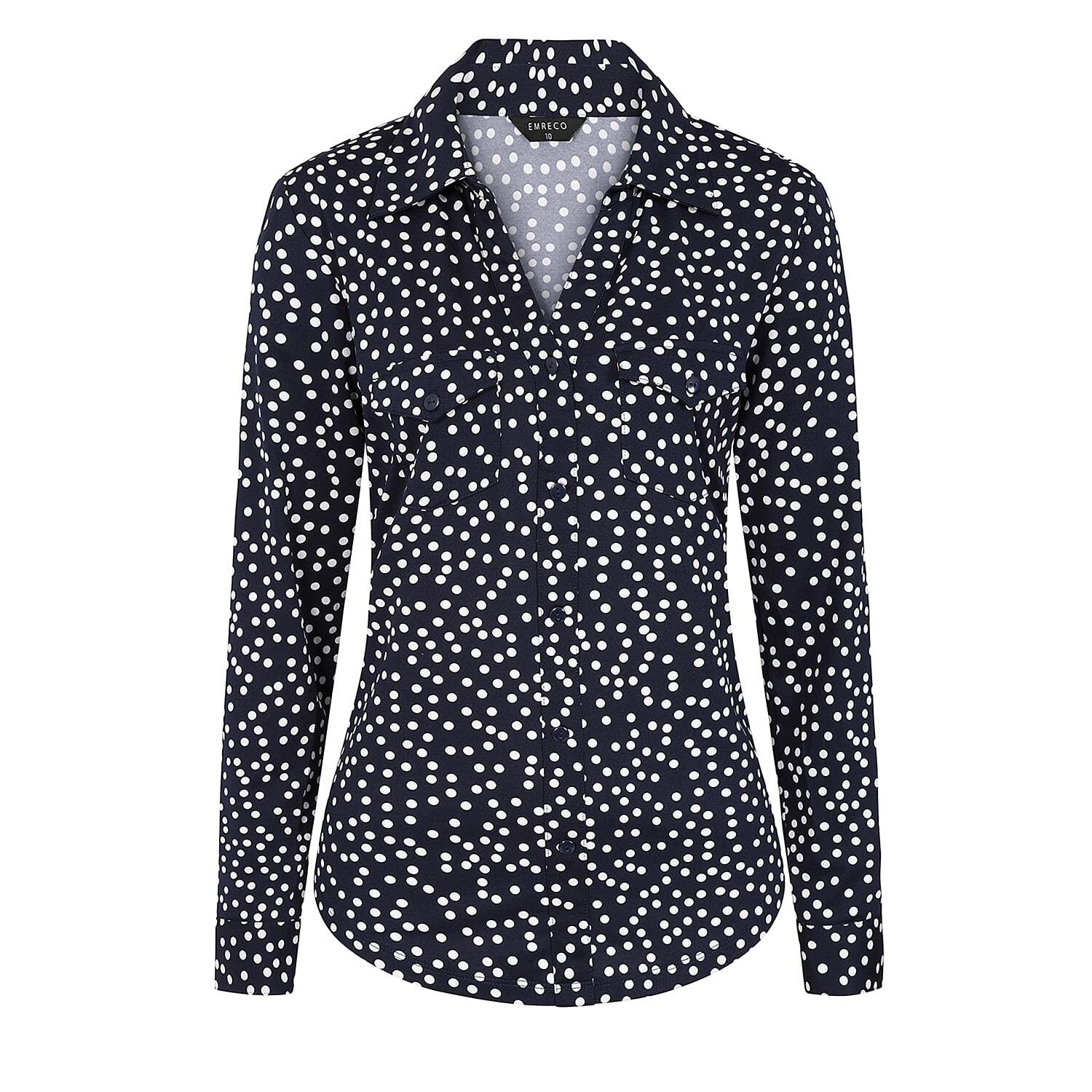 Emreco 3-4 Sleeve Print Mandarin Collar Blouse