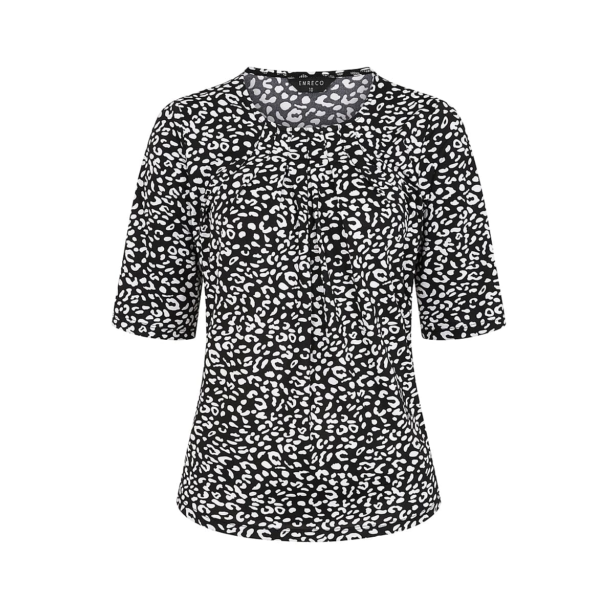 Emreco Pleated Neckline Blouse (Size 12) - Black