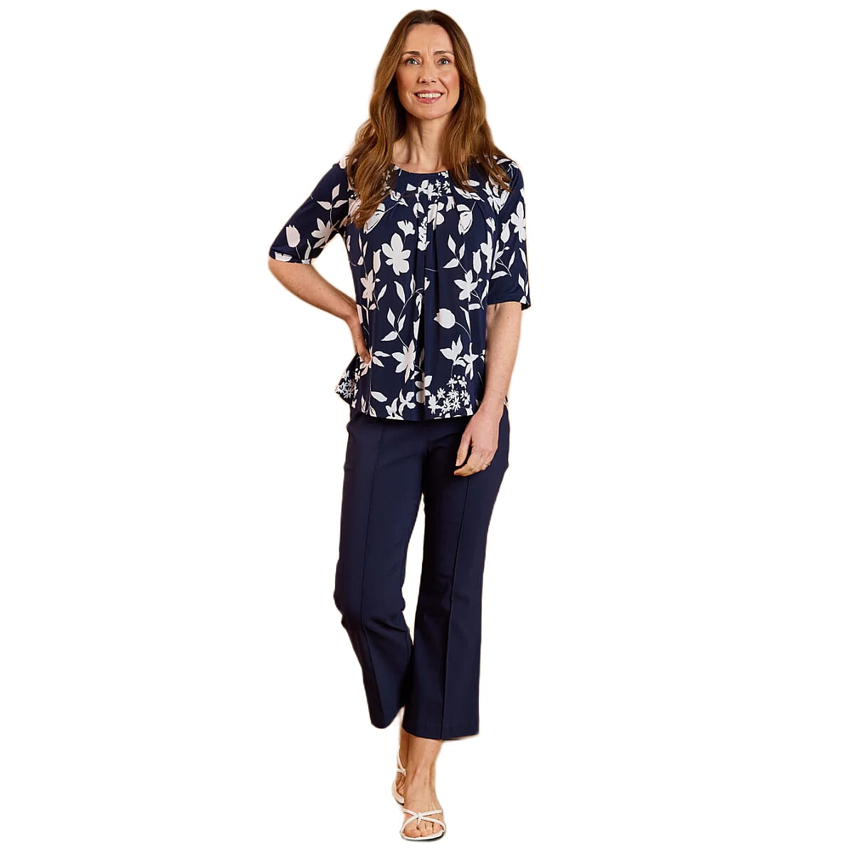 Emreco Pleated Neckline Blouse (Size 14) - Blue