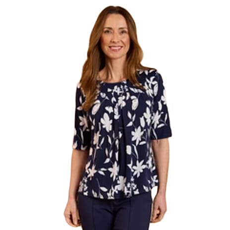 Emreco Pleated Neckline Blouse (Size 16) - Blue