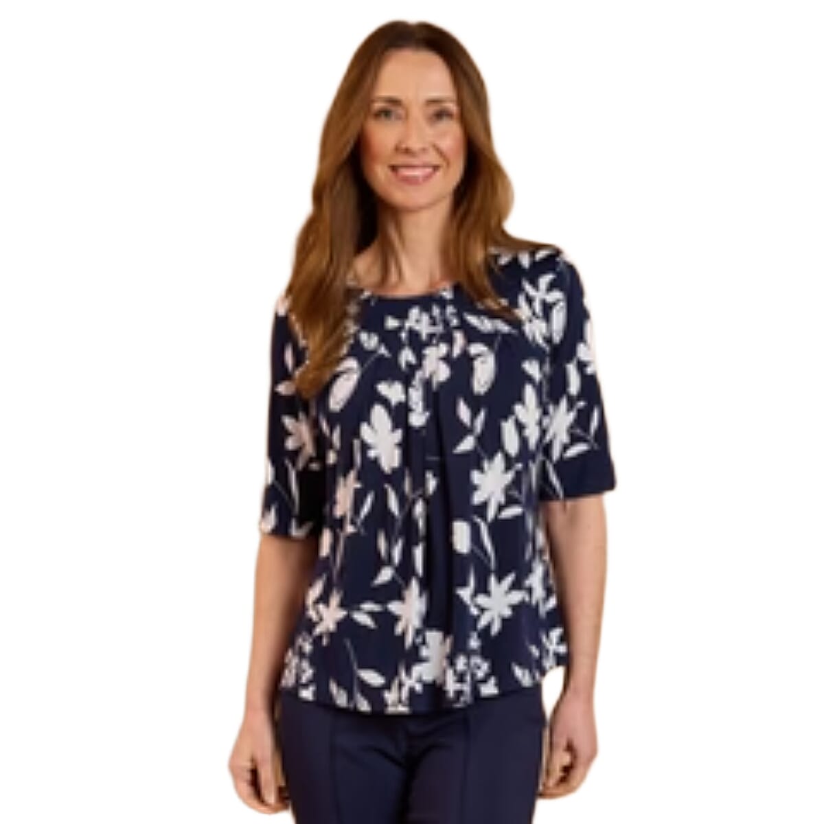 Emreco Pleated Neckline Blouse (Size 18) - Blue