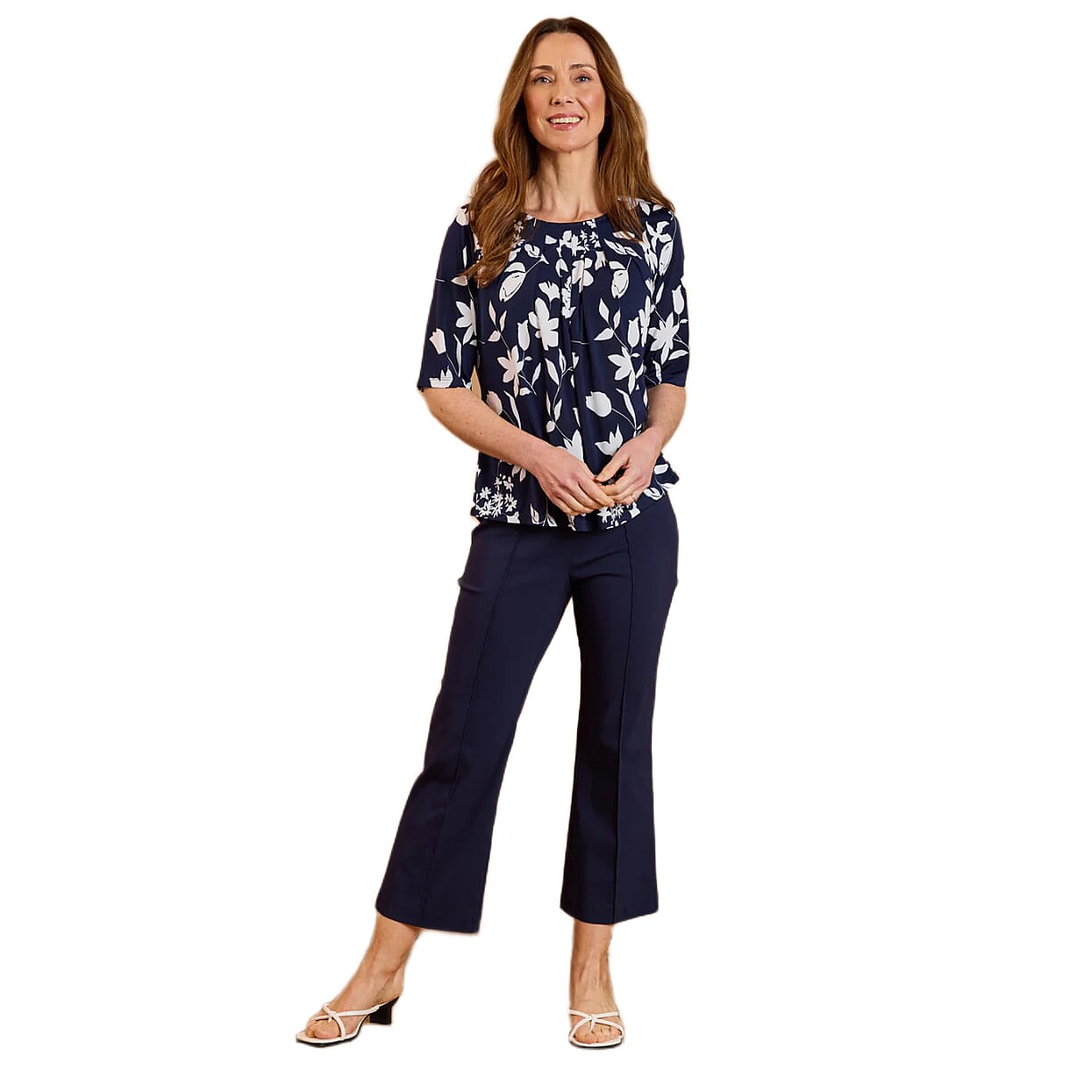 Emreco Pleated Neckline Blouse (Size 18) - Blue