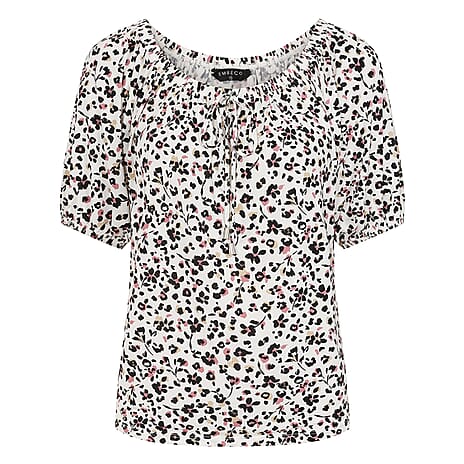 Emreco Short Sleeve Printed Top (Size 10) - Brown