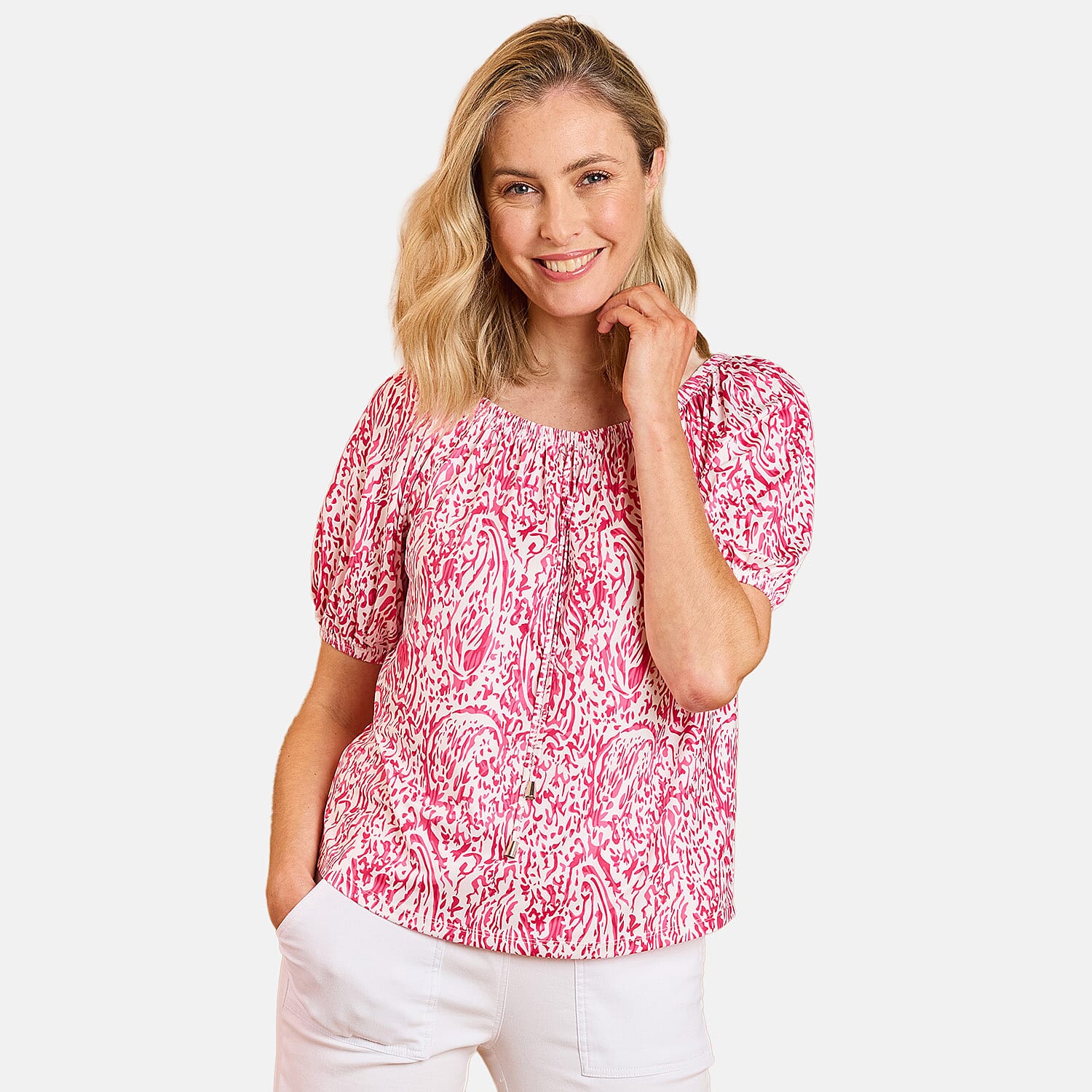 Short Sleeve Printed Gypsy Top