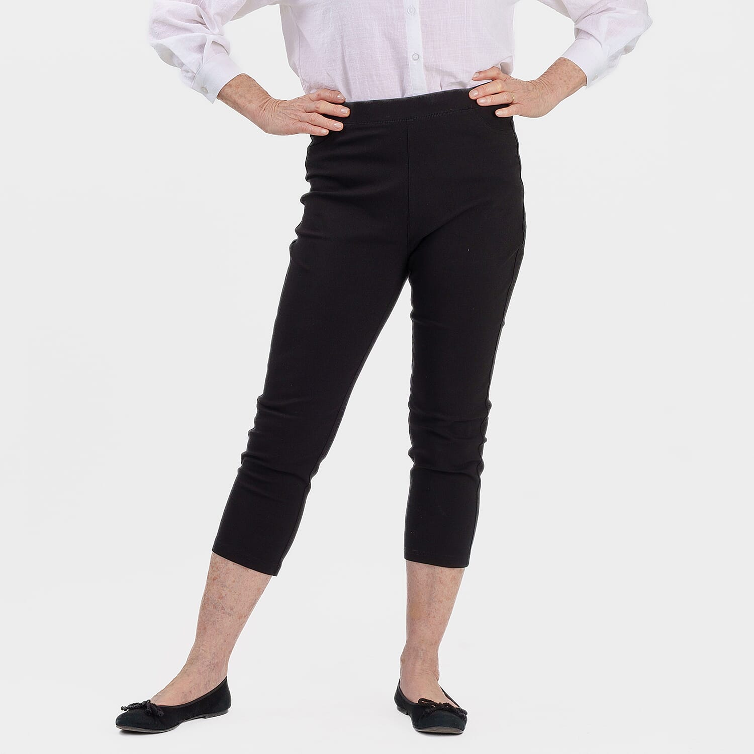 Emreco Crop Stretch Bengaline with Back Pockets (Size 10) - Black
